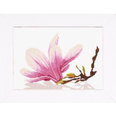   Magnolia ág virággal - keresztszemes készlet - 20x30 cm - Lanarte PN-0008162