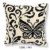Keresztszemes párna - Fekete-fehér pillangó előnyomott mintával - 40x40 cm - PN-0008739