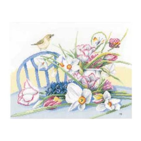 Tavaszi csokor az asztalon – keresztszemes készlet - Lanarte PN-0146980 - 36 x 28 cm