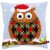 Keresztszemes párna előnyomott mintával - Karácsonyi bagoly - PN-0154717