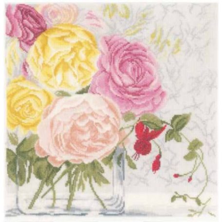 Színes rózsacsokor – keresztszemes készlet - Lanarte PN-0155030 - 30 x 31 cm