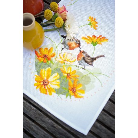 Vervaco keresztszemes terítő készlet - PN-0161964 - Vörösbegyek és virágok