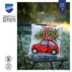   Vervaco keresztszemes párna előlap - Karácsonyi fuvar - PN-0199257