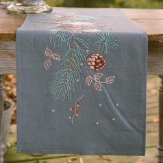   Vervaco előnyomott len futó - karácsonyi rózsák - PN-0216932