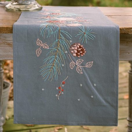 Vervaco előnyomott len futó - karácsonyi rózsák - PN-0216932