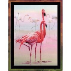   Riolis PT-0012 - Flamingó keresztszemes készlet - 30 x 40 cm