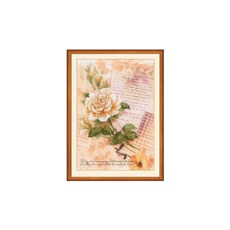 Riolis PT-0035 - Szerelmes levelek. Rózsa keresztszemes készlet - 21 x 30 cm