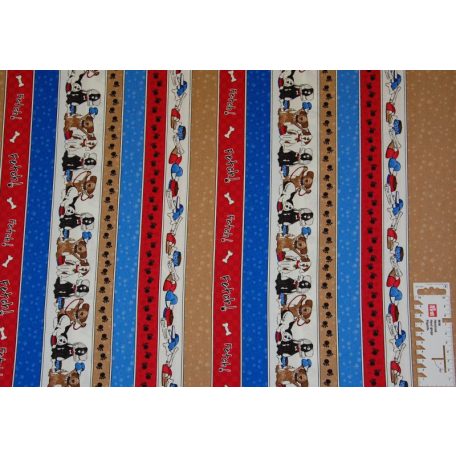 Pamutvászon - 202 - Kutyusok szép sorban - apró mintás 110 cm széles - 10 cm