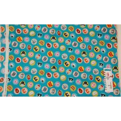   Pamutvászon - 217 - Farm állatok kék alapon - apró mintás 110 cm széles - 10 cm