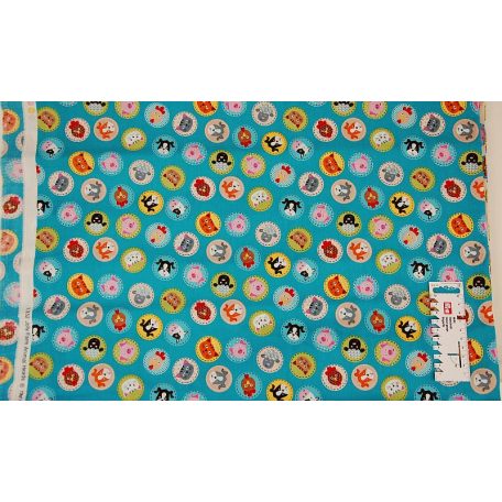 Pamutvászon - 217 - Farm állatok kék alapon - apró mintás 110 cm széles - 10 cm