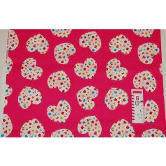   Pamutvászon - 223 - Virágos szívek pink alapon - apró mintás 110 cm széles - 10 cm