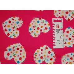   Pamutvászon - 223 - Virágos szívek pink alapon - apró mintás 110 cm széles - 10 cm