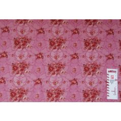   Pamutvászon - 302 - Rózsacsokor rózsaszín alapon - 110 cm széles - 10 cm