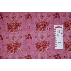   Pamutvászon - 302 - Rózsacsokor rózsaszín alapon - 110 cm széles - 10 cm