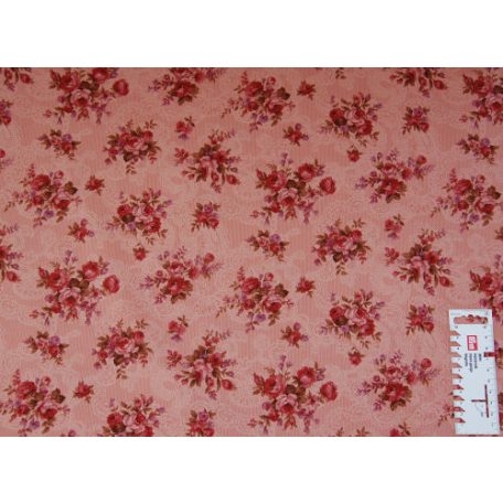 Pamutvászon - 303 - Rózsacsokor rózsaszínes alapon - 110 cm széles - 10 cm