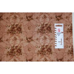   Pamutvászon - 307 - Rózsacsokor barna alapon - 110 cm széles - 10 cm