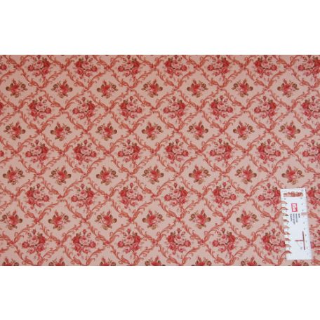 Pamutvászon - 314 - Apró rózsák rózsaszínes alapon- 110 cm széles - 10 cm