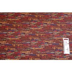   Pamutvászon - 322 - Barna kávé feliratos  - 110 cm széles - 10 cm