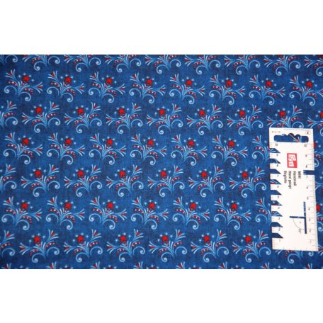 Pamutvászon - 325 - Kék virágos csillagos - 110 cm széles - 10 cm