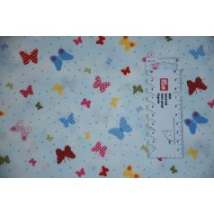   Pamutvászon - 407 - Pillangók halványkék háttérrel - apró mintás 110 cm széles - 10 cm