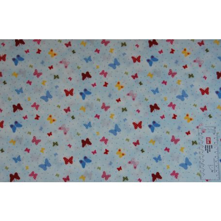 Pamutvászon - 407 - Pillangók halványkék háttérrel - apró mintás 110 cm széles - 10 cm