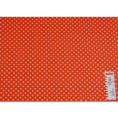 Narancs alapon fehér pöttyös pamutvászon - 56x112 cm 