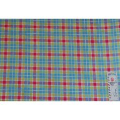   Pamutvászon - 414 - Világoskék-rózsaszín kockás - apró mintás 110 cm széles - 10 cm