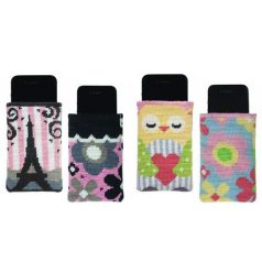 Gobelin kanava telefontokhoz - Bagoly virágokkal